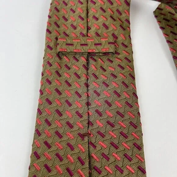 Ermenegildo Zegna Men's Textured Tie Pink Purple Brown Geometric Design - Picture 8 of 9